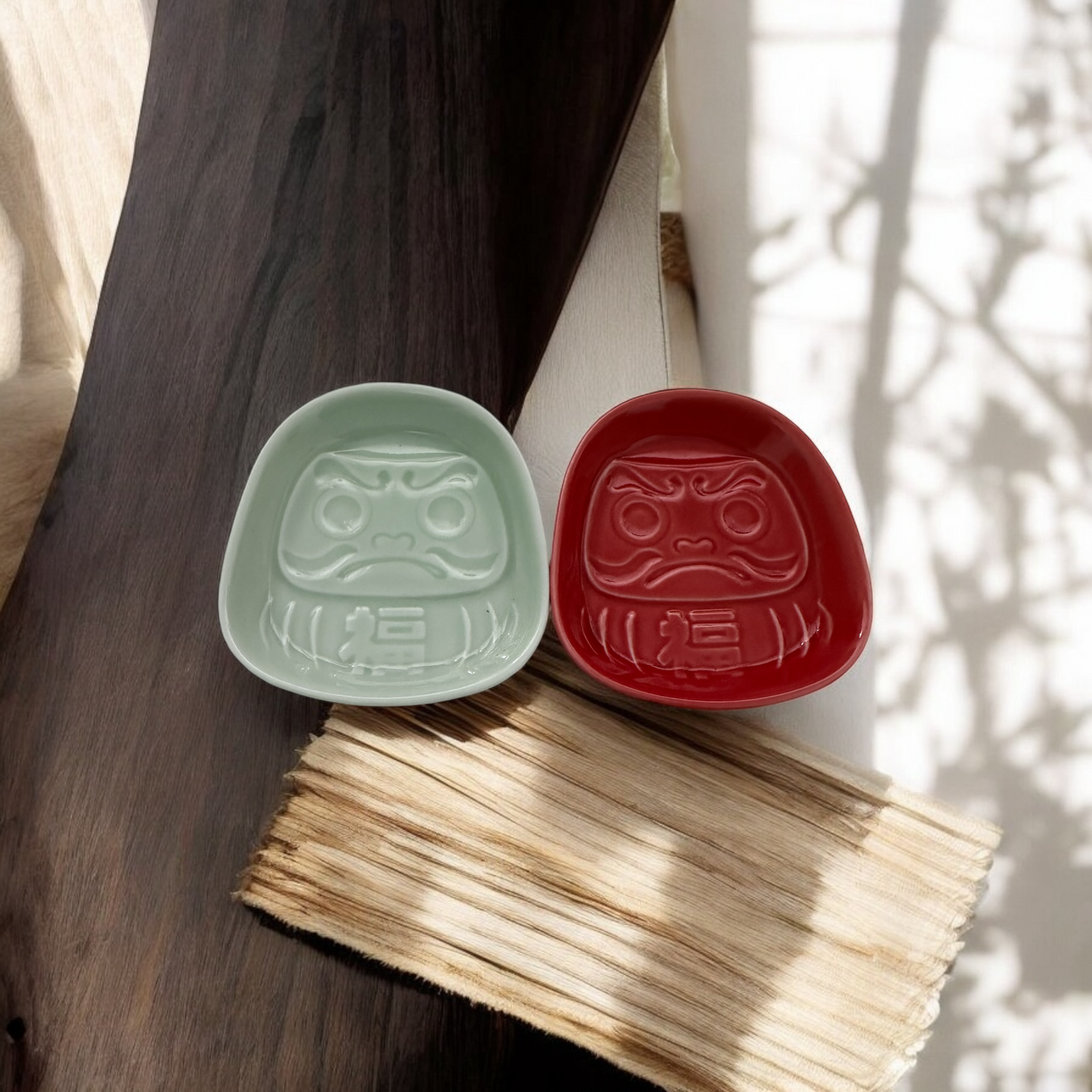 Japanese Daruma Sauce Plate (Ability - light green) - Koki Gifts and Homeware