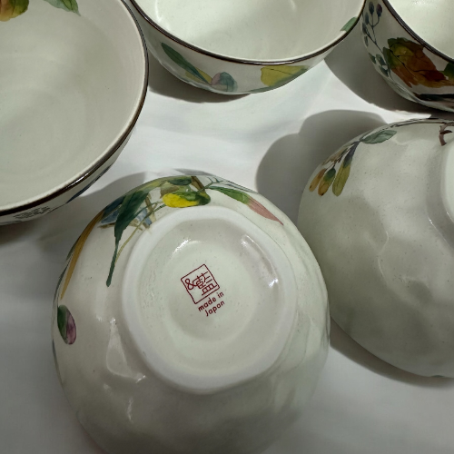 Set of 5 Japanese Hand-Painted Porcelain Bowl Set - Hyak Chidori - Koki Gifts and Homeware