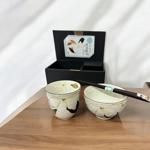 Flower Kairo Japanese Rice Bowl/ Tea Cup Gift Set - Koki Gifts and Homeware