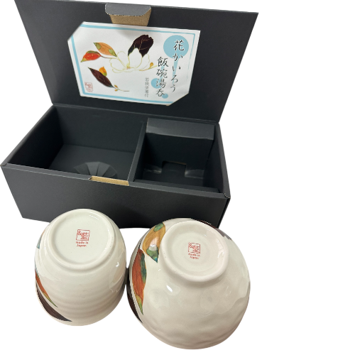 Flower Kairo Japanese Rice Bowl/ Tea Cup Gift Set - Koki Gifts and Homeware