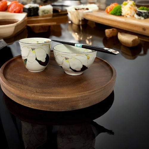 Flower Kairo Japanese Rice Bowl/ Tea Cup Gift Set - Koki Gifts and Homeware