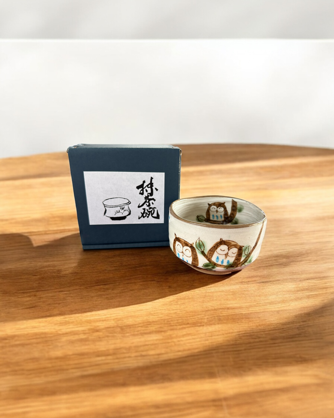 Fukufukuro Lucky Owl Matcha Bowl - Koki Gifts and Homeware