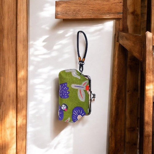 Japan Style Small Pouch (fluffy on green) - Koki Gifts and Homeware