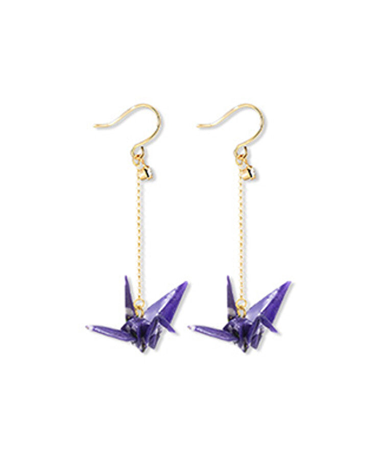 Paper Crane Ear Ring (Purple) - Koki Gifts and Homeware