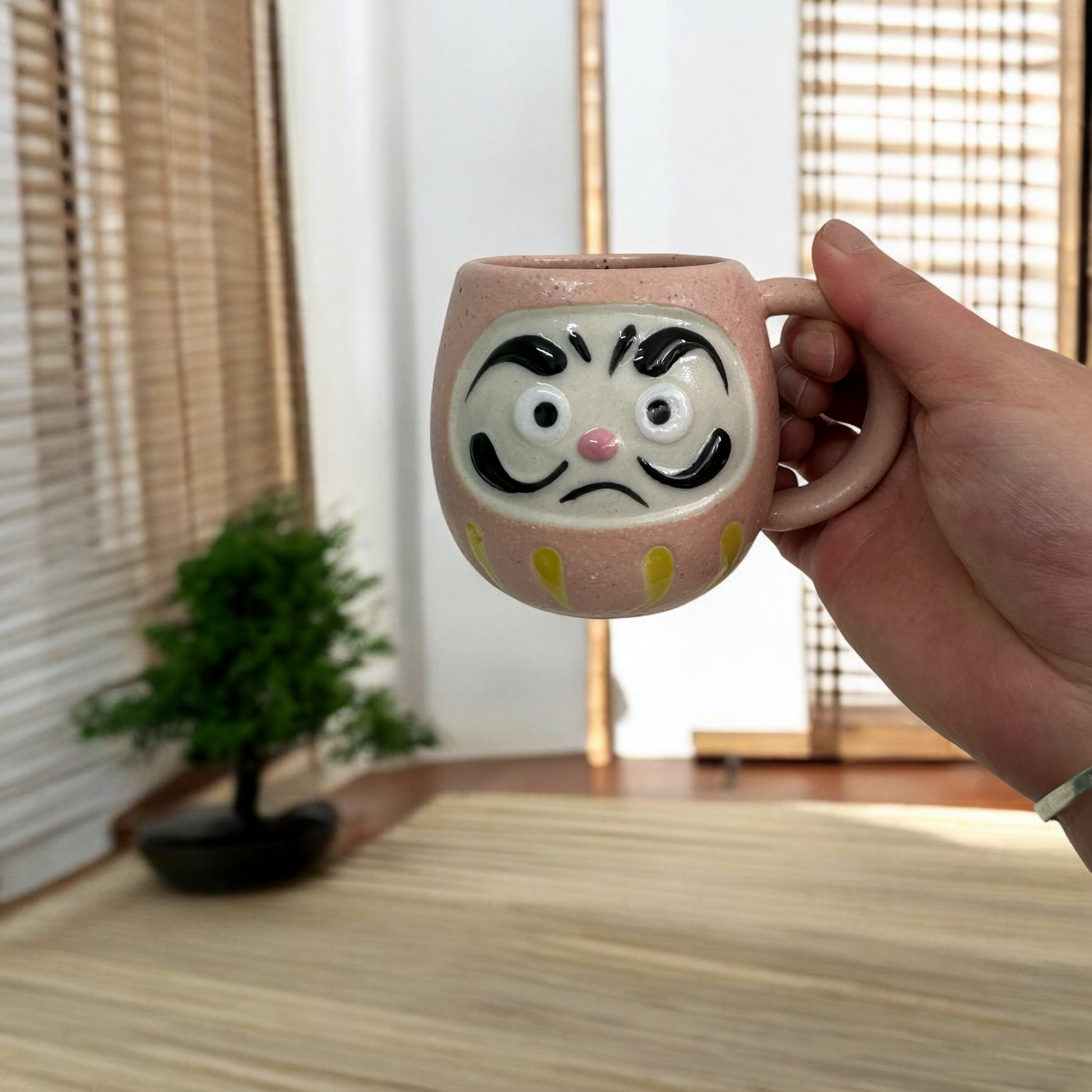 Japanese Daruma Mug Nude colour - Koki Gifts and Homeware