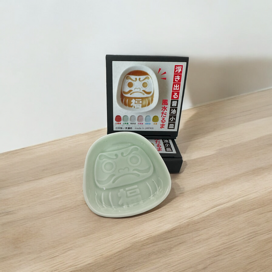 Japanese Daruma Sauce Plate (Ability - light green) - Koki Gifts and Homeware