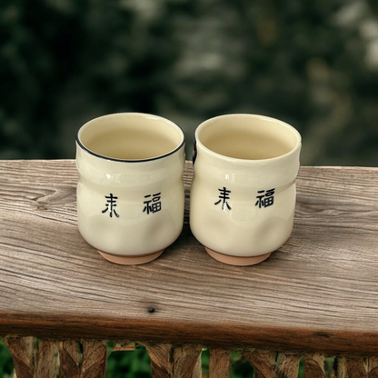 Mino ware Japanese Couple Teacup Set Hyotoko Gift Okame