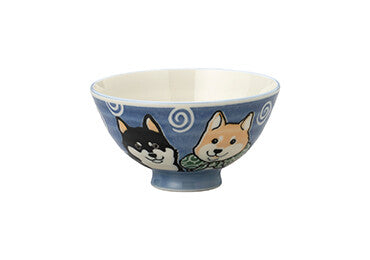 Shiba Dog Minoware Japanese Rice Bowl (Blue)