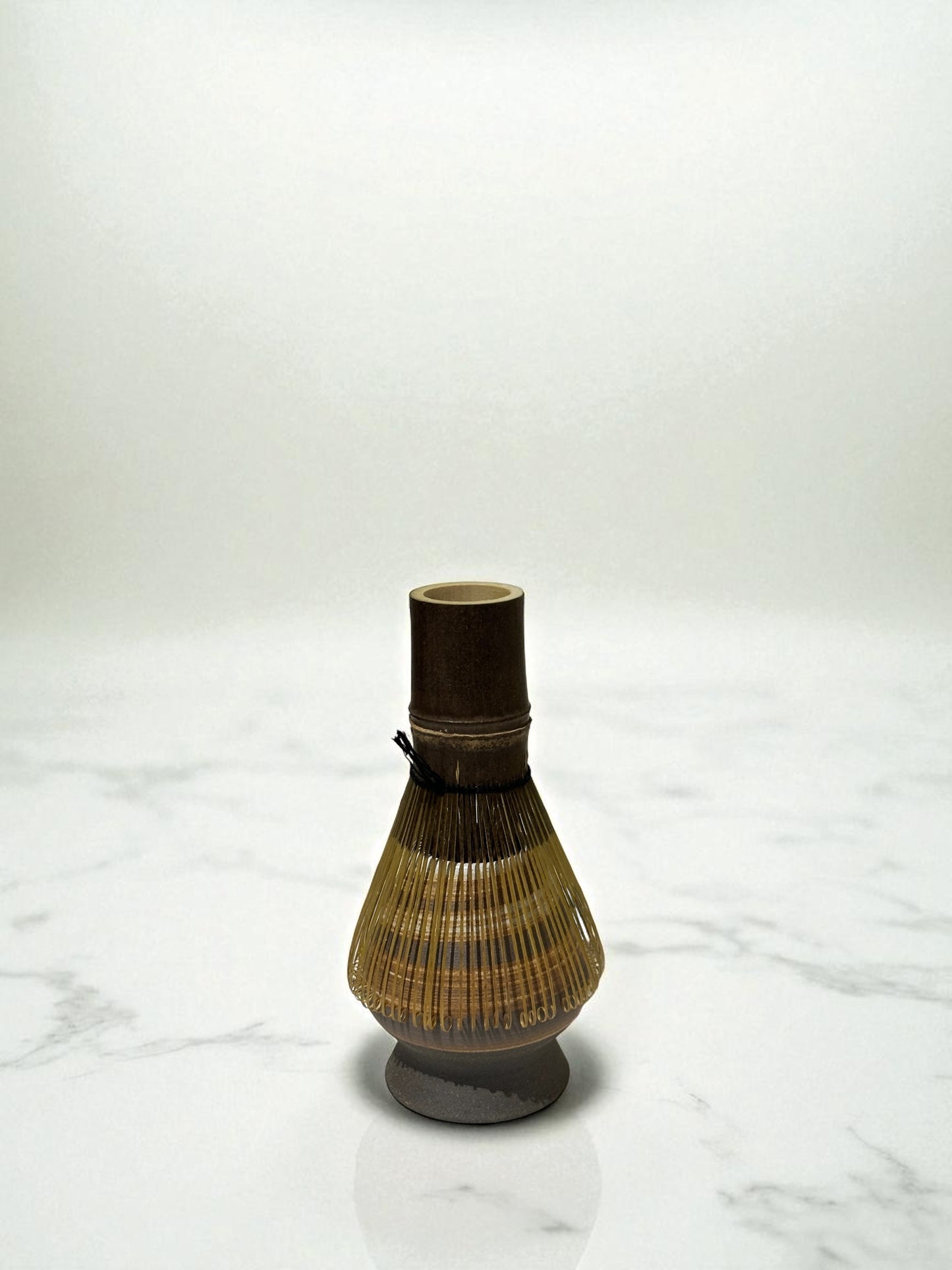 Ceramic Matcha Whisk Stand - Earthy Brown Stripes 茶筅立て