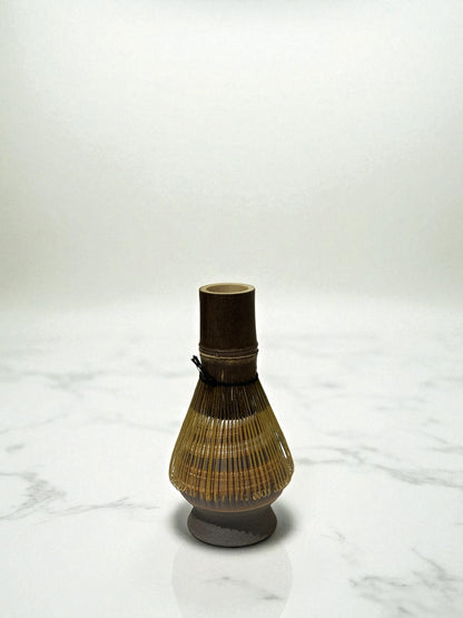 Ceramic Matcha Whisk Stand - Earthy Brown Stripes 茶筅立て