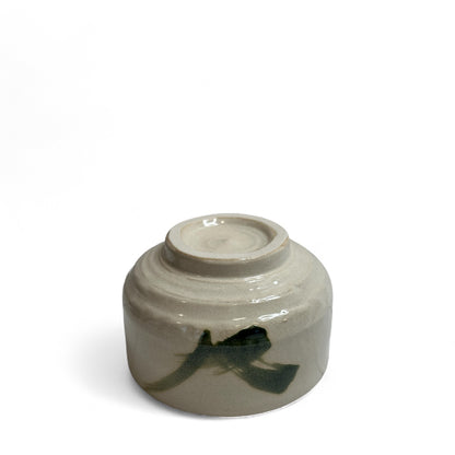 White & Green Brush Stroke Matcha Bowl (Chawan) - Koki Gifts and Homeware