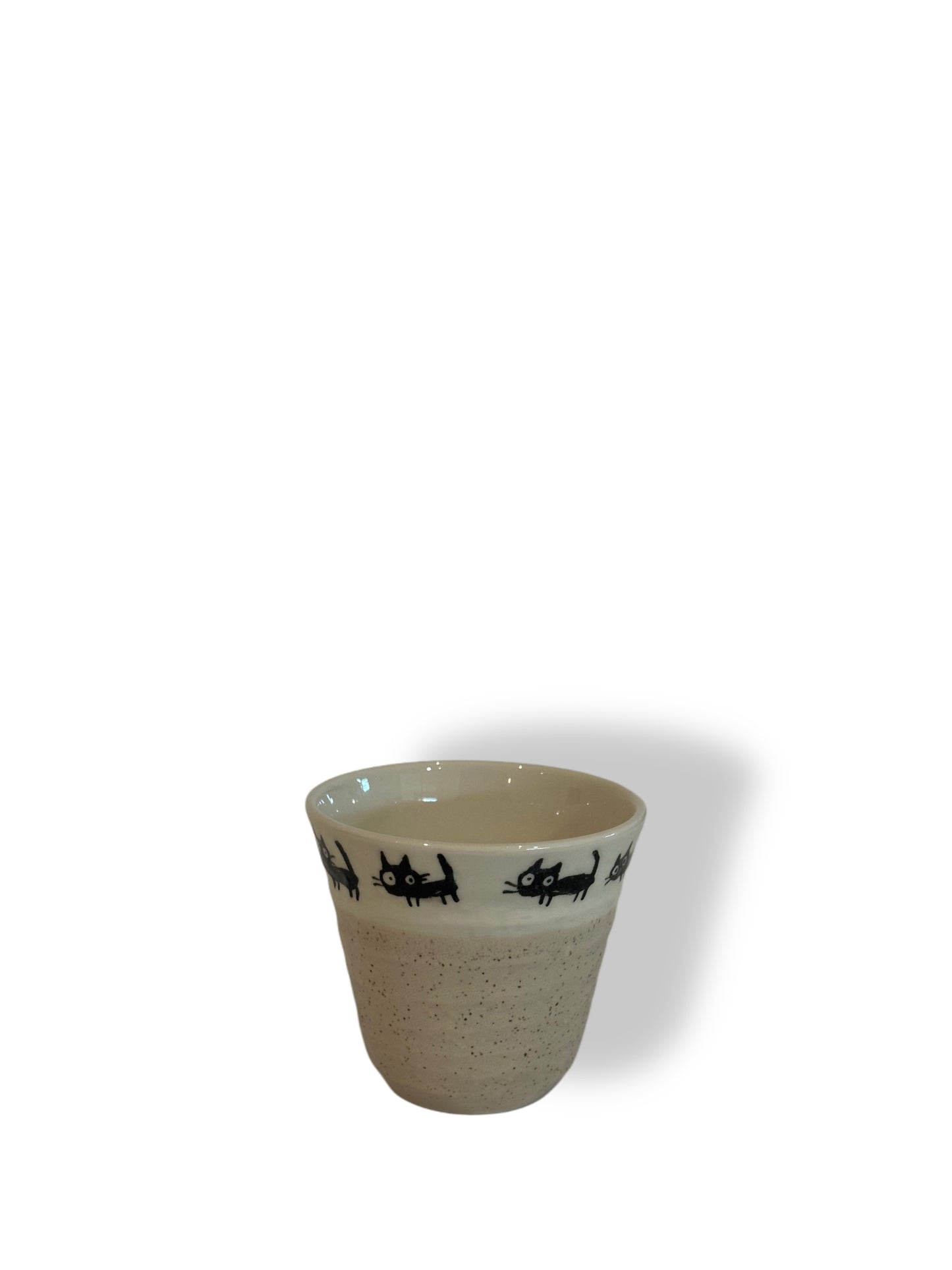 🐾 Black Cat Parade Cup – Natural Beige (Made in Japan) - Koki Gifts and Homeware