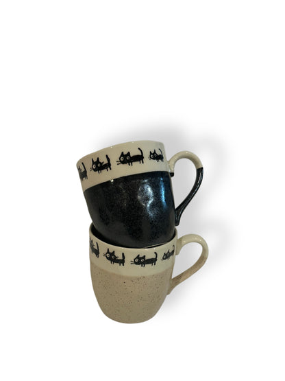 Black Cat Parade Mug (Nature Nude)– Made in Japan - Koki Gifts and Homeware
