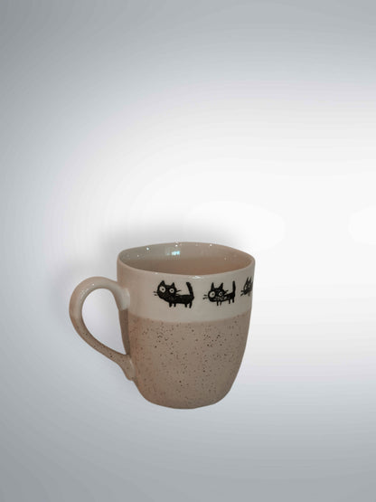 Black Cat Parade Mug (Nature Nude)– Made in Japan - Koki Gifts and Homeware