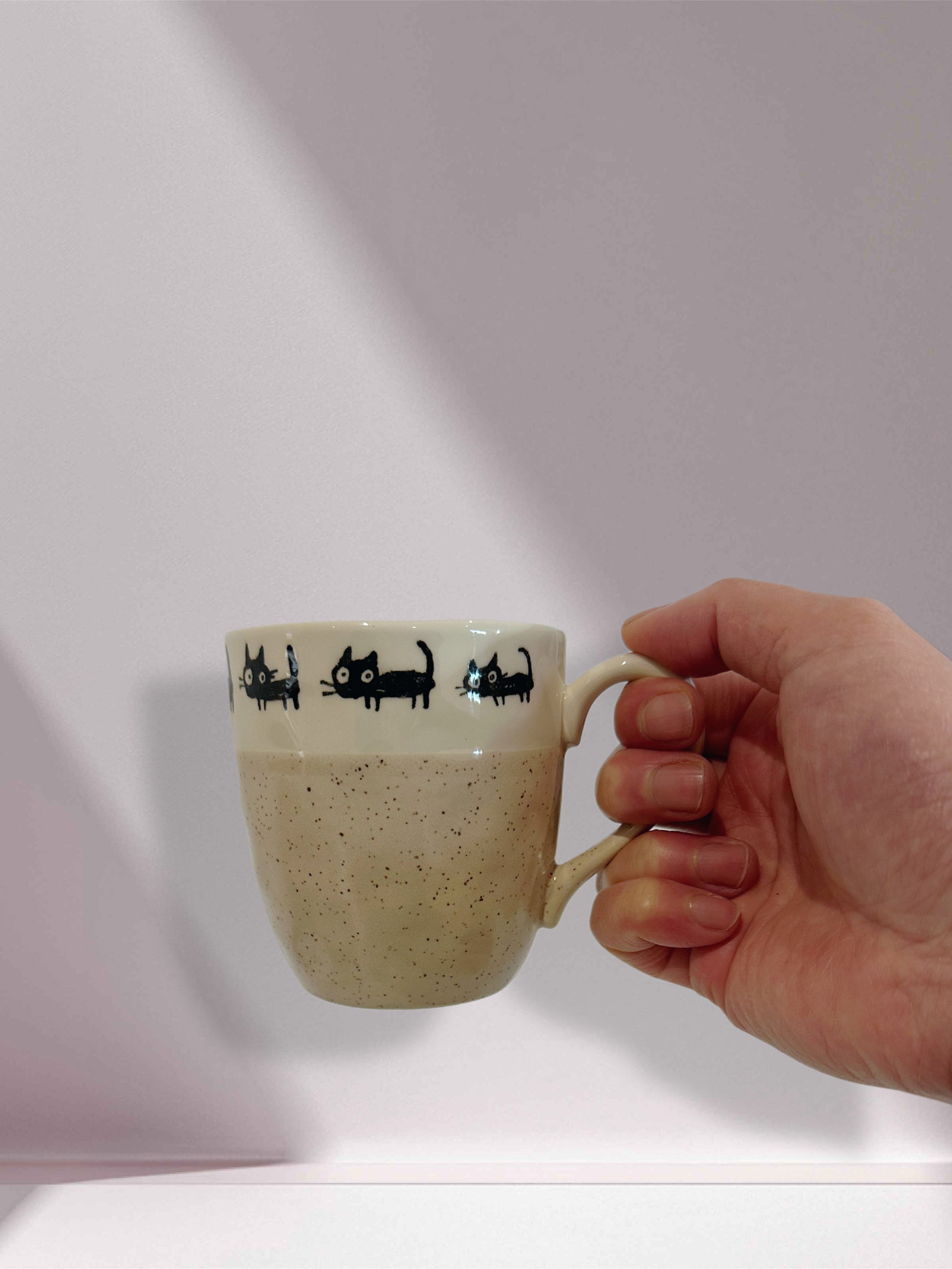 Black Cat Parade Mug (Nature Nude)– Made in Japan - Koki Gifts and Homeware