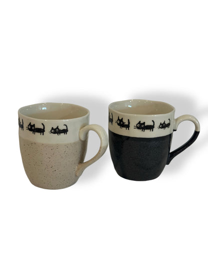 Black Cat Parade Mug (Black)– Made in Japan - Koki Gifts and Homeware